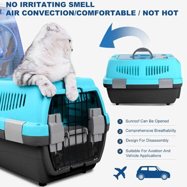 PETCUTE Транспортна переноска для собак та котів, 6 кг, блакитно-чорна