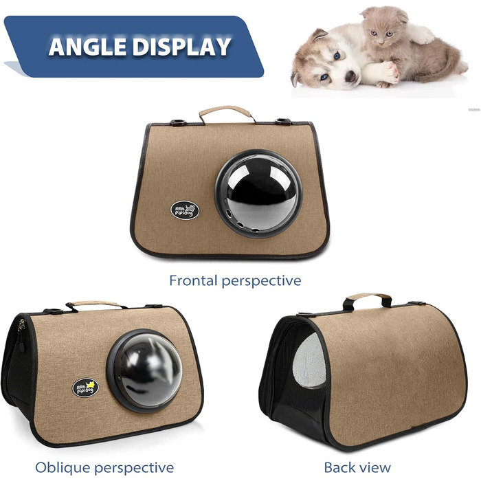 Транспортна сумка для кота/собаки PETCUTE, 41 x 25 x 27 см, складана, з вентиляційними отворами, підходить для середніх котів та маленьких собак, схвалена авіакомпаніями, темно-зелений (кавовий)