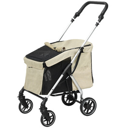 PawHut Коляска для собак Light Dog Buggy з алюмінію Складна для собак і кішок до 10 кг Кішка Баггі з подушками Вікна Двері Кошик для зберігання Котяча коляска Баггі Хакі | Аосом