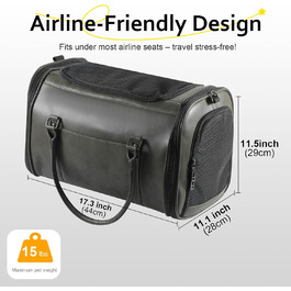 Сумка-переноска для тварин Johomviin: стильна сумка з екошкіри для собак та котів до 6,8 кг, схвалена авіакомпаніями, з дихаючою сіткою та плечовим ременем (зелена)