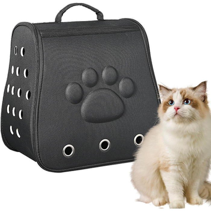 Переноска для котів та собак, чорна - легка, дихаюча, для маленьких та середніх порід