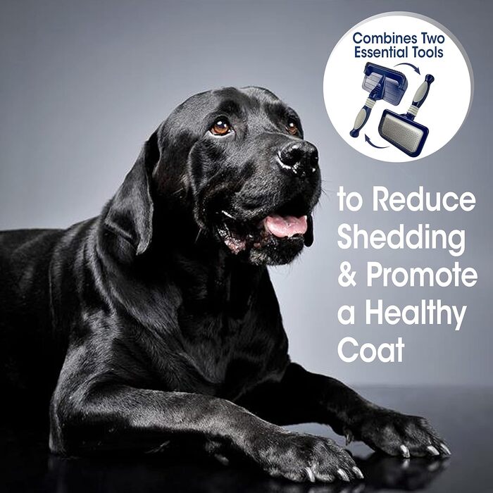 Професійна щітка для грумінгу домашніх тварин Four Paws, 2-в-1 (щітка-тріпач та вистригувач), для собак та котів, всі типи шерсті, середній розмір