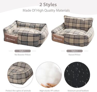 Ортопедичне ліжко для собак PETCUTE середнього та великого розміру. М'яке ліжко-софа для собак з знімним та пральним чохлом, антиковзаюче дно, сіре, для підтримки спини (L, сірий класичний)