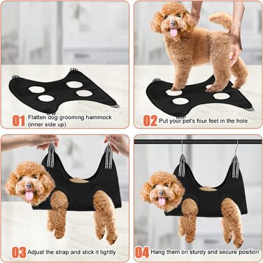 Набір для догляду за собаками та котами: щітка, триммер для нігтів, сумка для грумінгу, чорний, 7 шт.