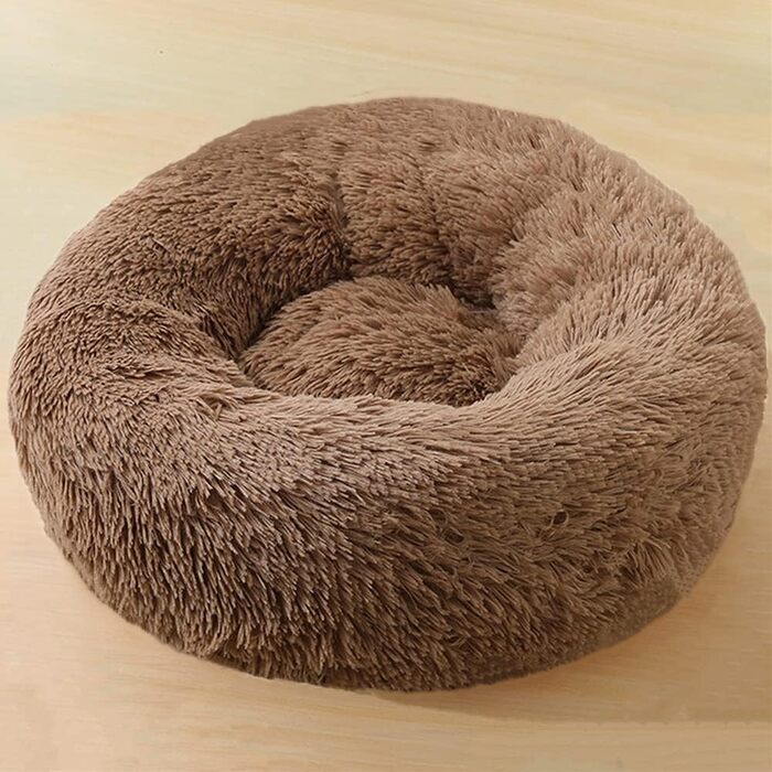 Ортопедична подушка для собак середнього розміру, плюшеве ліжко для собак та котів, кругла, миюча, колір кавовий, 120x120x20 см