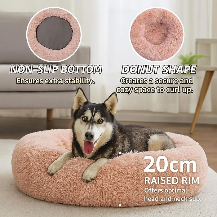 Крісло-гніздо для собак та котів, плюшеве, зручне, 90x90x20 см, рожеве - пудровий рожевий