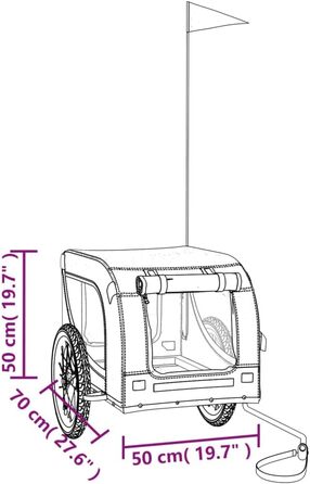 Фургон для собак VidaXL - чорний, 45 кг, Oxford-Gewebe, з прапором та відбивачами, 124 x 65 x 66 см