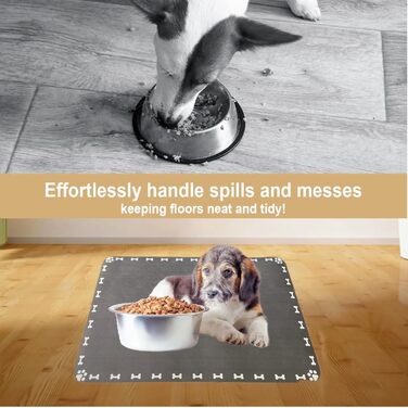 Килимок для годівлі собак та котів, 60 x 40 см, вбираючий, неслизький, великий, легко миється, швидко сохне (темно-сірий)