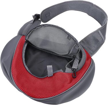Сумка-переноска для собак та котів, дихаюча сітка, складна, для цуценят, котів, домашніх тварин, через плече, звільняє руки, регульований ремінь, м'яка переноска для цуценят, блискавка, безпека, (Червона/Подорож, однотонна (Getaway Solids))