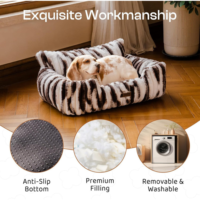 М'яке ліжко для собак та котів MEWOOFUN - зручне та затишне, 91x72x30 см (Коричневий градієнт)