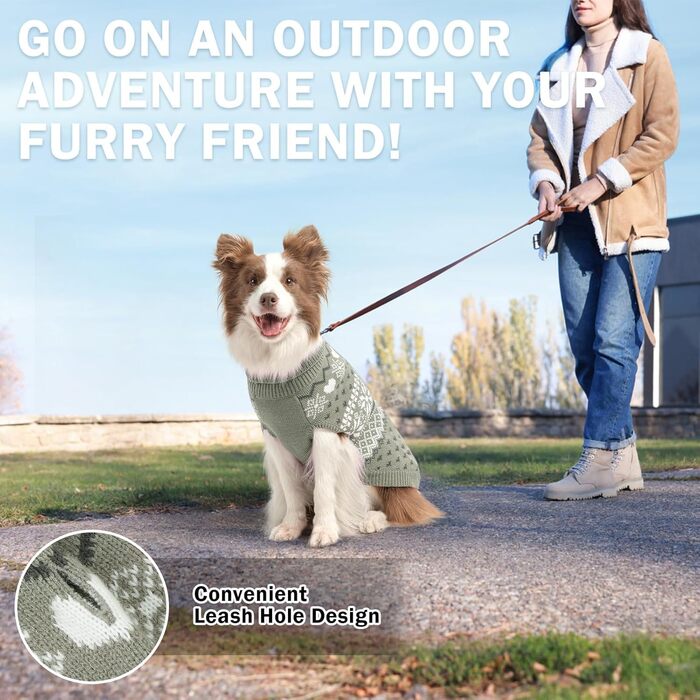 Светр для собак SCENEREAL: теплий, м'який, з високим коміром, для великих, середніх та маленьких собак. Ідеальний для святкування Різдва!