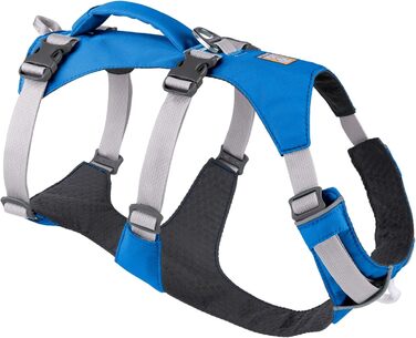 Шлея Ruffwear Flagline з ручкою, легка регульована шлейка для собак, 3 точки кріплення повідка, посилений ремінь і міцний V-подібний металевий кільце, синя, XXS (33-43 см)