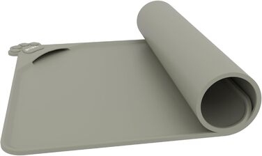 Водонепроникний килимок для годування домашніх тварин з високими бортиками, 55 x 38 см, силіконовий, неслизький, для собак та котів, запобігає розливанню води (бежевий, 48 x 30 см)