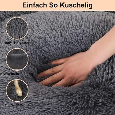 Кругле ліжко для собак маленьких порід - м'яке та миється - ідеальне для комфорту вашого улюбленця. Підходить для Чихуахуа та Йоркширських тер'єрів до 4 кг. Діаметр 50 см, розмір 50x50x18 см, темно-сірий колір.