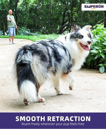 Рулетка для собак EmperorPets, 5 м, міцний нейлон, без заплутування, зелена, з ергономічною ручкою