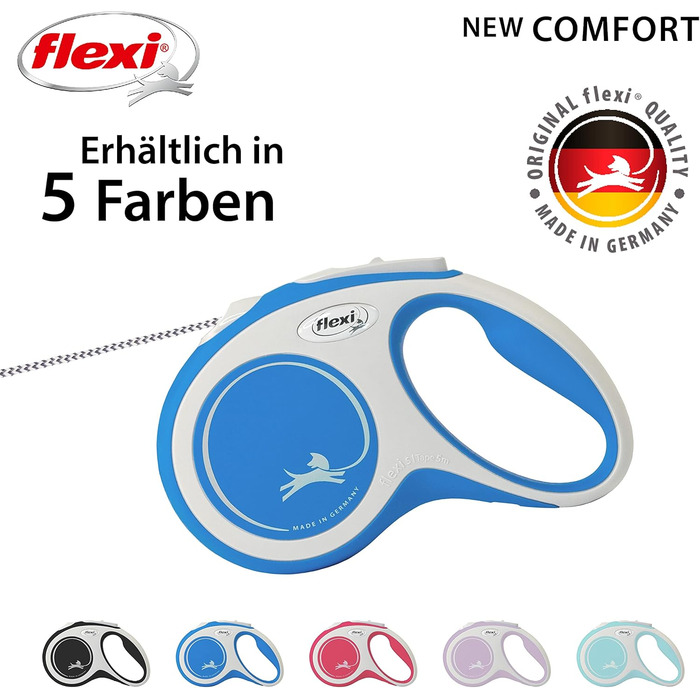 Автоматичний повідець Kerbl Flexi New Comfort для собак і котів, синій, розмір S, 5 м, до 12 кг