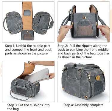 Сумка-переноска для собак та котів PetsHome, преміум-якість, сіра, водонепроникна, складна, 38 x 20 x 25 см