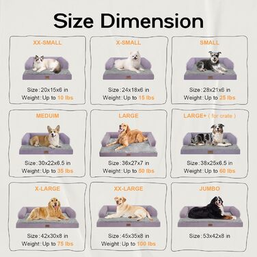 Ортопедичне ліжко для собак та котів, водонепроникне, фіолетове, 50х38х15 см