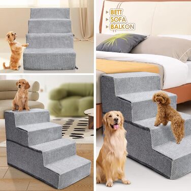 Сходинки для собак 3 ступені, антиковзаюча драбина для маленьких собак, миюча сходинка для собак 40 см заввишки, портативна рампочка для собак/кішок з миючим покриттям для дивану/ліжка