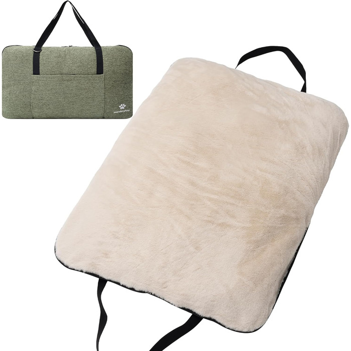 Ортопедичне собаче ліжко для подорожей з практичною сумкою – сертифікована якість OekoTex та GSR (M, Зелений)