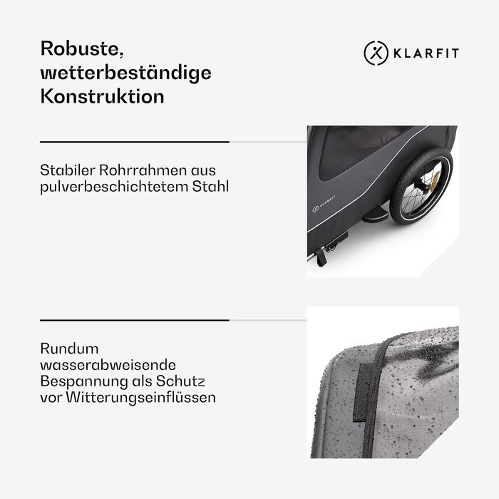 Причіп для собак Klarfit Goldie Home, 334 л, водовідштовхувальний, для дому та прогулянок, вантажопідйомність 40 кг, складаний, 16-дюймові колеса