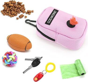Сумка для ласощів та пакетиків для вигулу собак COOWONE, рожевий колір, з дозатором пакетиків