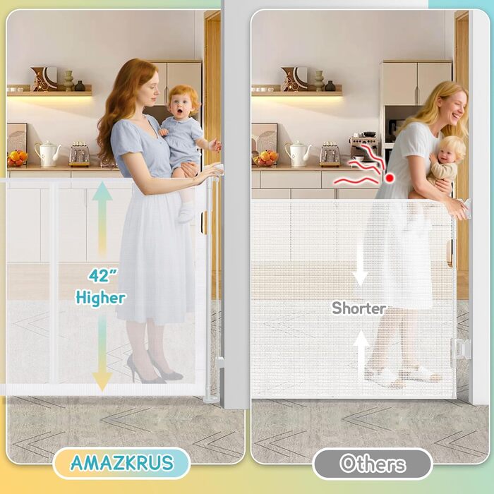 Дитяче захисне ворота для сходив та проходів, 400 см, білий. Захист від падіння для дітей та собак.