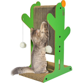 Кігтеточка YEMOO для котів, двостороння з картону, T-подібна, вертикальна, для захисту стін та диванів, з 3 сизалевих кульок та 2 плюшевих іграшок
