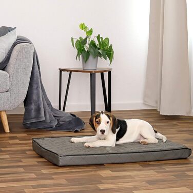 Ортопедичний килимок для собак Lionto з memory foam, 80x55 см, сірий. Знімний чохол, антиковзаюче покриття, захист суглобів.