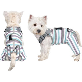 Комбінезон для собак після операції, дихаючий, для задніх лап, синій, XS (довжина спини 27-32 см, довжина лап 15 см)