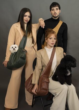 Сумочка для собак Noah & Paw для маленьких собак до 10 кг, з регульованим плечовим ременем, м'яким хутром, подвійною системою безпеки, з веганської шкіри