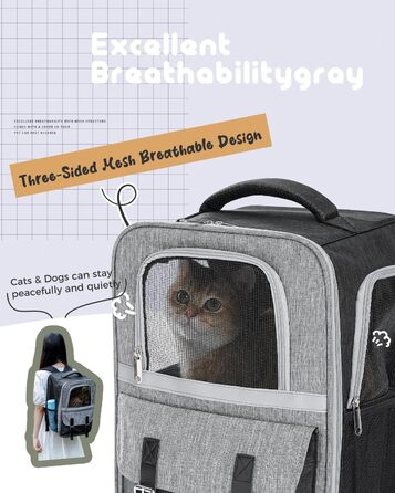 Рюкзак для тварин: переноска для котів та собак до 7 кг, сірий колір