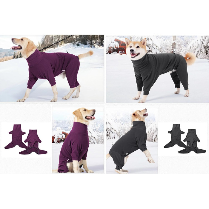 Зимовий одяг для собак з ніжками - тепла куртка з поліестеру для малих, середніх та великих собак. Повний захист, м'яка та зручна (для дому/на вулицю, сніг). Колір: темно-сірий, розмір: L