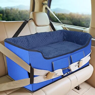 Автокрісло для собак Babenest - стабільне, безпечне, для кількох тварин, велика місткість, синій, L