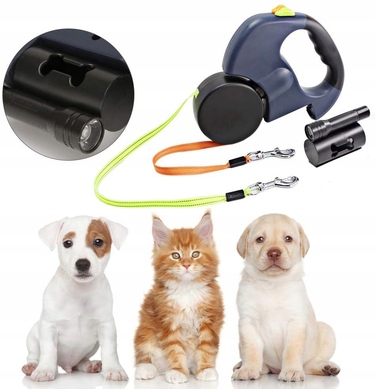 Регульований подвійний рулетка-повідець для собак 3M з LED-підсвіткою