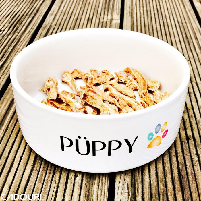 Керамічна годівниця для собак з іменем - персоналізована миска для корму та води (Барвиста лапка) - 1.300 мл