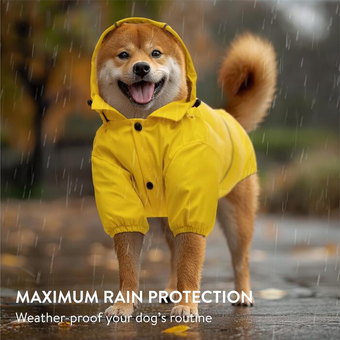 Дощовик для собак Navaris - водонепроникний дощовик для собак, зелений (M, жовтий)