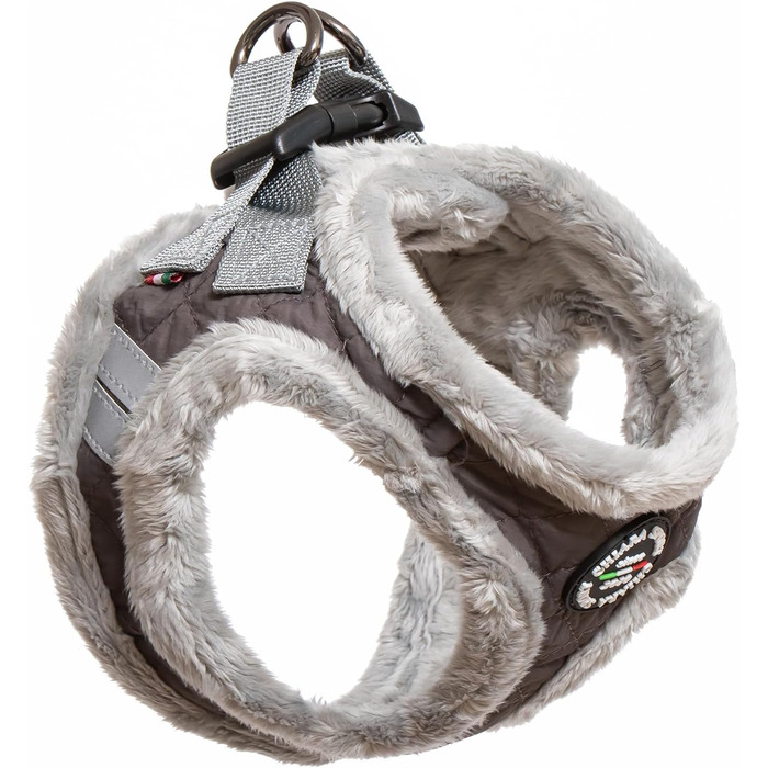 М'який нашийник для собак CHIARA MIA, розмір XL, сірий - водонепроникний, з безпечними світловідбиваючими смугами, регульований на липучці