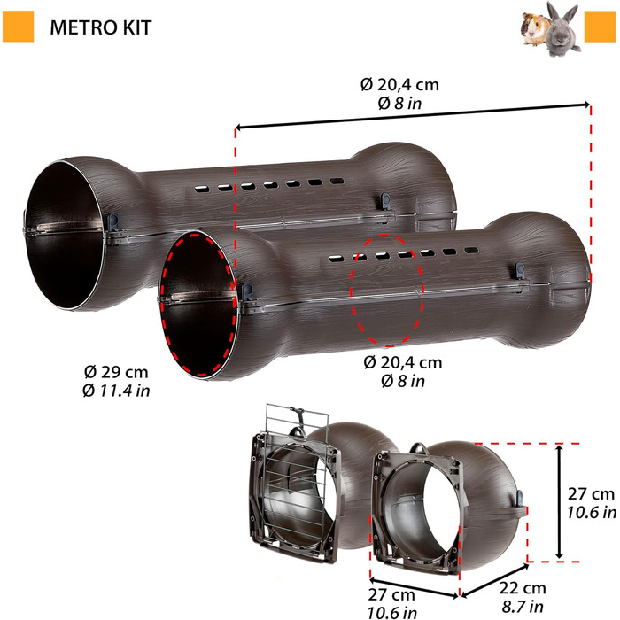 Ferplast Metrò Kit: Модульний тунель для кроликів та морських свинок, система з'єднання для кліток та вольєрів