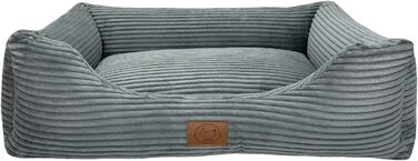 Ортопедичне ліжко для собак Elropet з м'якого корду, кошик для собак, XS/S/M/L/XL, сірий мишачий (120x90x25 см)