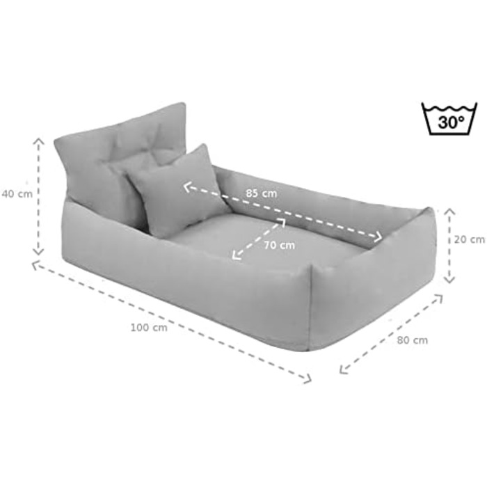 Ортопедичне ліжко для собак Juelle з штучної шкіри, диван для великих собак з ортопедичним матрацом, знімний чохол, миється, Hugo L-XXL (100x80 см, Бежевий)