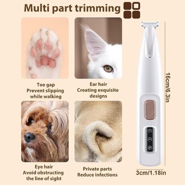 Триммер для догляду за лапами собак Paw Trim Pro - тихий, водонепроникний, для лап, очей, вух, обличчя та тіла