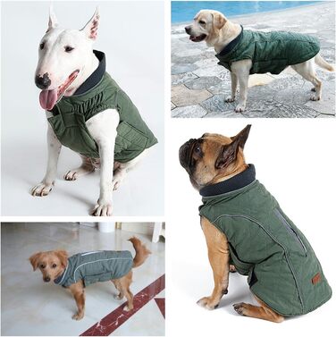 TFENG Тепла куртка для собак з відбиваючими елементами, розмір M, зелена