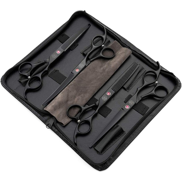 Професійний набір для стрижки собак Moontay: 4 ножиці (прямі, вигнуті вгору, вигнуті вниз, фінішна), 17.8 см, JP Edelstahl