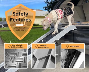 Рампа для собак PawStep 50893 – складана, з м'яким покриттям, для великих собак до 136 кг – для авто, SUV, вантажівок