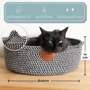 Квіткове ліжко для котів, лежанка для котів з бавовняних мотузок, екологічне ліжко для котів, лежанка для собак, плетений кошик, ліжко для котів, місце для сну та відпочинку, лежанка для домашніх тварин, кошик для котів, білий (чорно-білий)