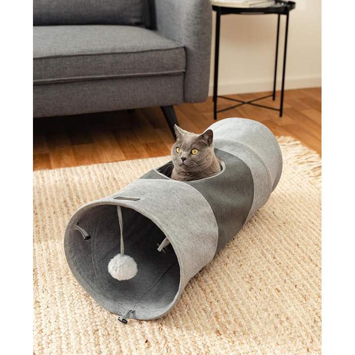 Туннель для котів Lionto з іграшковою кулькою, 30x70 см, розкладний, з матеріалу, що легко чиститься, для котів, міцні іграшки для котів, діаметр 30 см