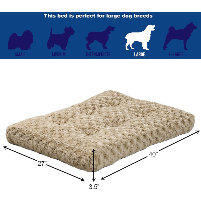 М'яке ліжко для домашніх тварин Midwest Homes for Pets QuietTime Deluxe Mocha Ombre Swirl, розмір M/L, машинне прання, антиковзаюча підкладка, для кліток 91 см (Мокко, 99 x 65 x 9 см)
