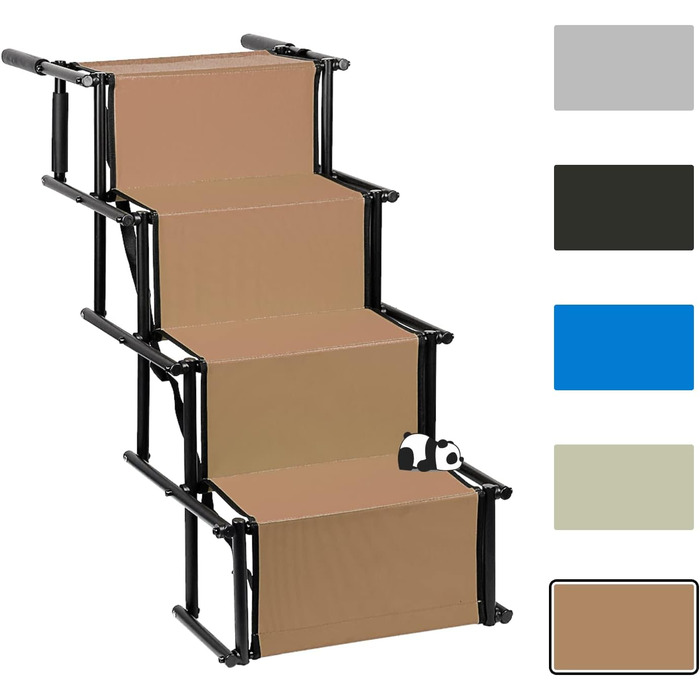 Рампа для собак до 60 кг, складана, 5 сходинок, для авто, дивану, ліжка (Колір: Коричневий)