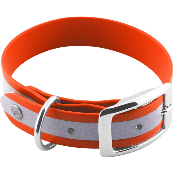 Ленні нашийник для собак Biothane 25 мм, світловідбиваючий, з подвійною пряжкою, водо- та брудовідштовхуючий